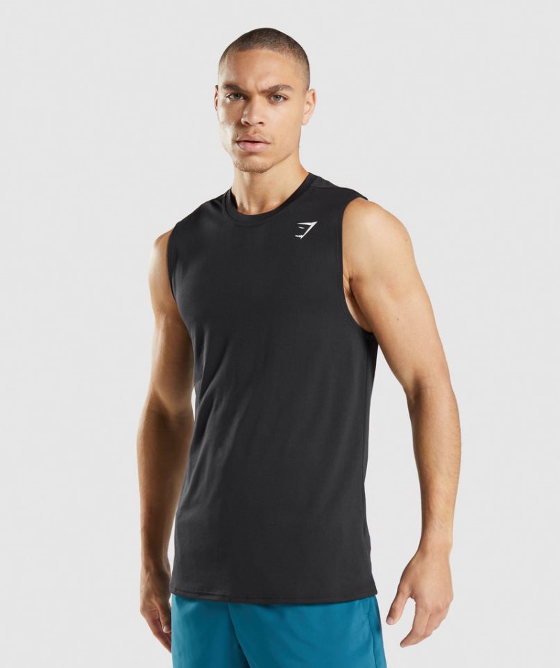 Men\'s Gymshark Arrival Sleeveless Tanks Black | NZ 5XBQRD